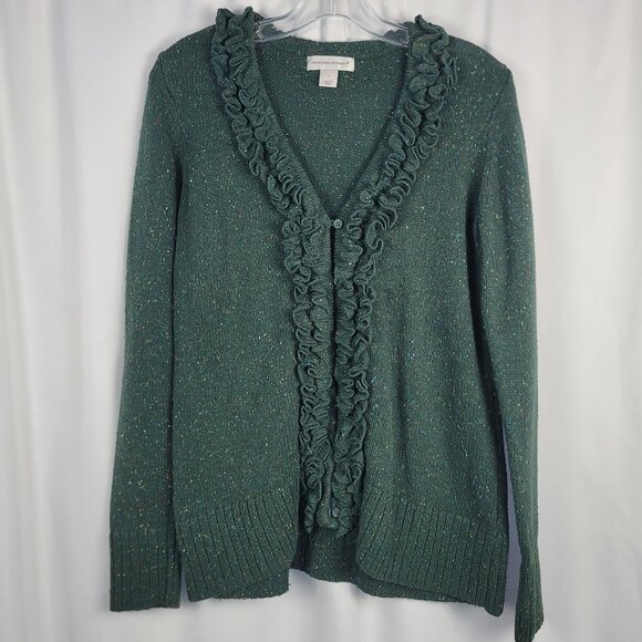 Christopher & Banks Cardigan Sweater Women's Size Small Green with Flecks - Picture 1 of 14